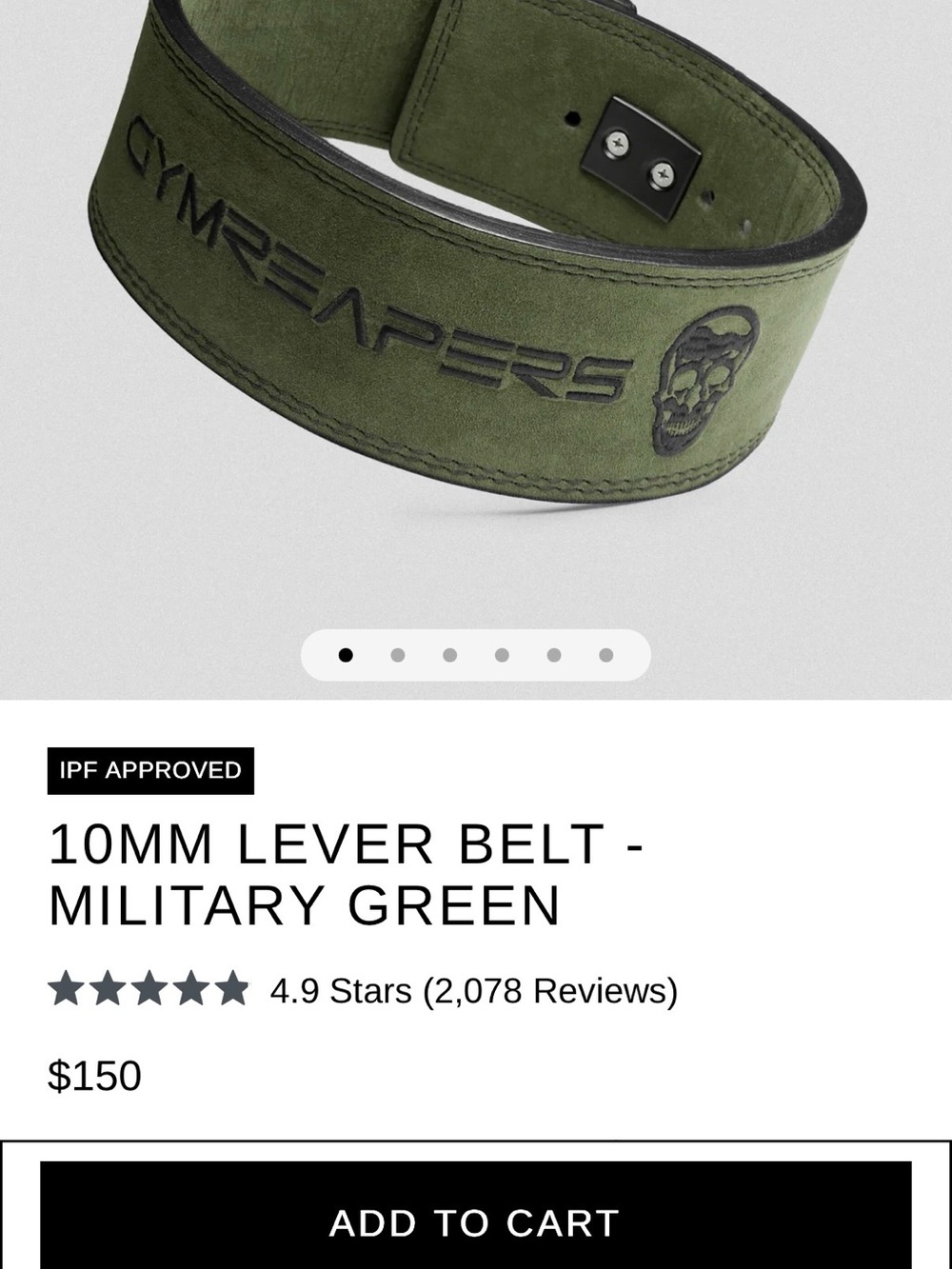 Gymreapers 10mm lifting Belt - Military Green XS